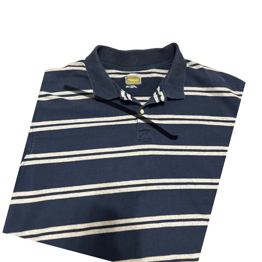 The‎ foundry 3XLT bluelong sleeve polo blue stripe office casual prep Big &Tall